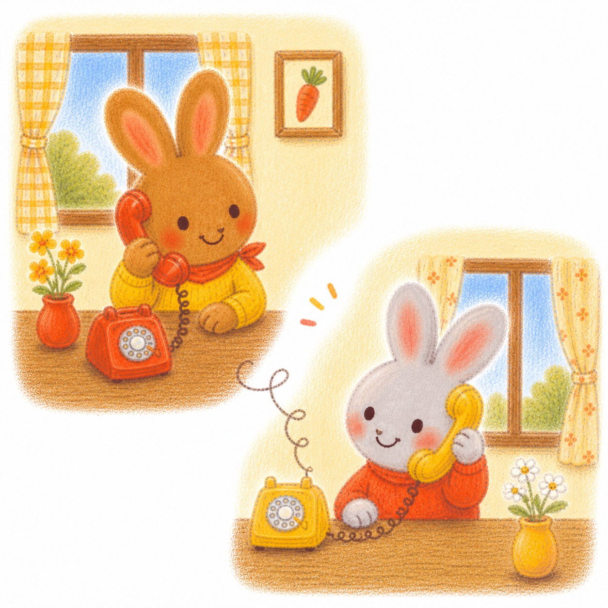 電話でつながるイラスト